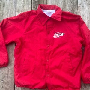 Vintage 90s Coca-Cola Windbreaker Jacket Mens L Made in USA Snap Button